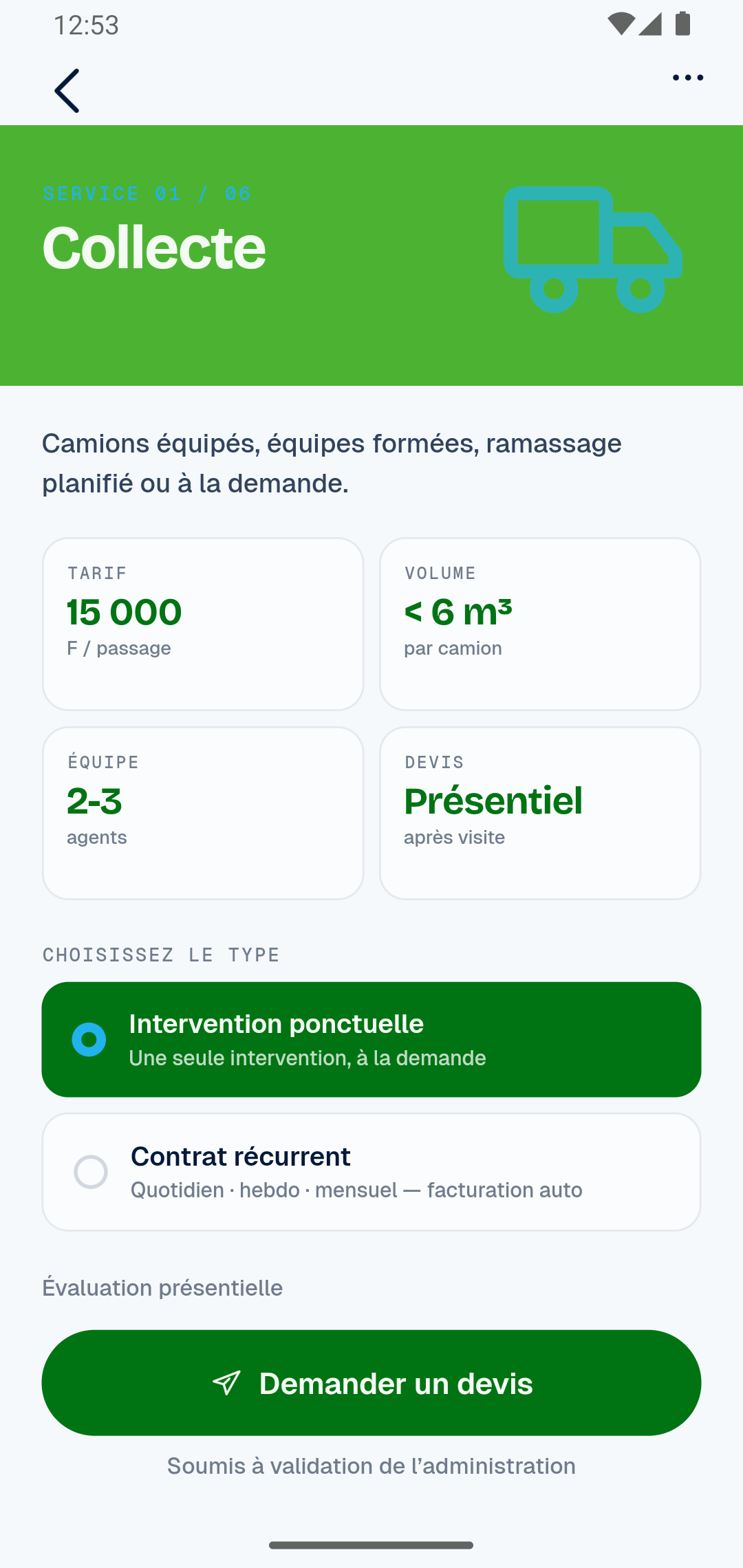 Écran 3 sur 4 de l’application : CityPro — Application de gestion