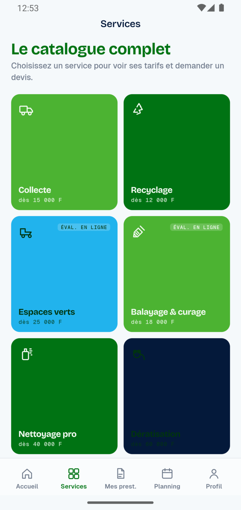 CityPro — Application de gestion : écran 2 de l’application