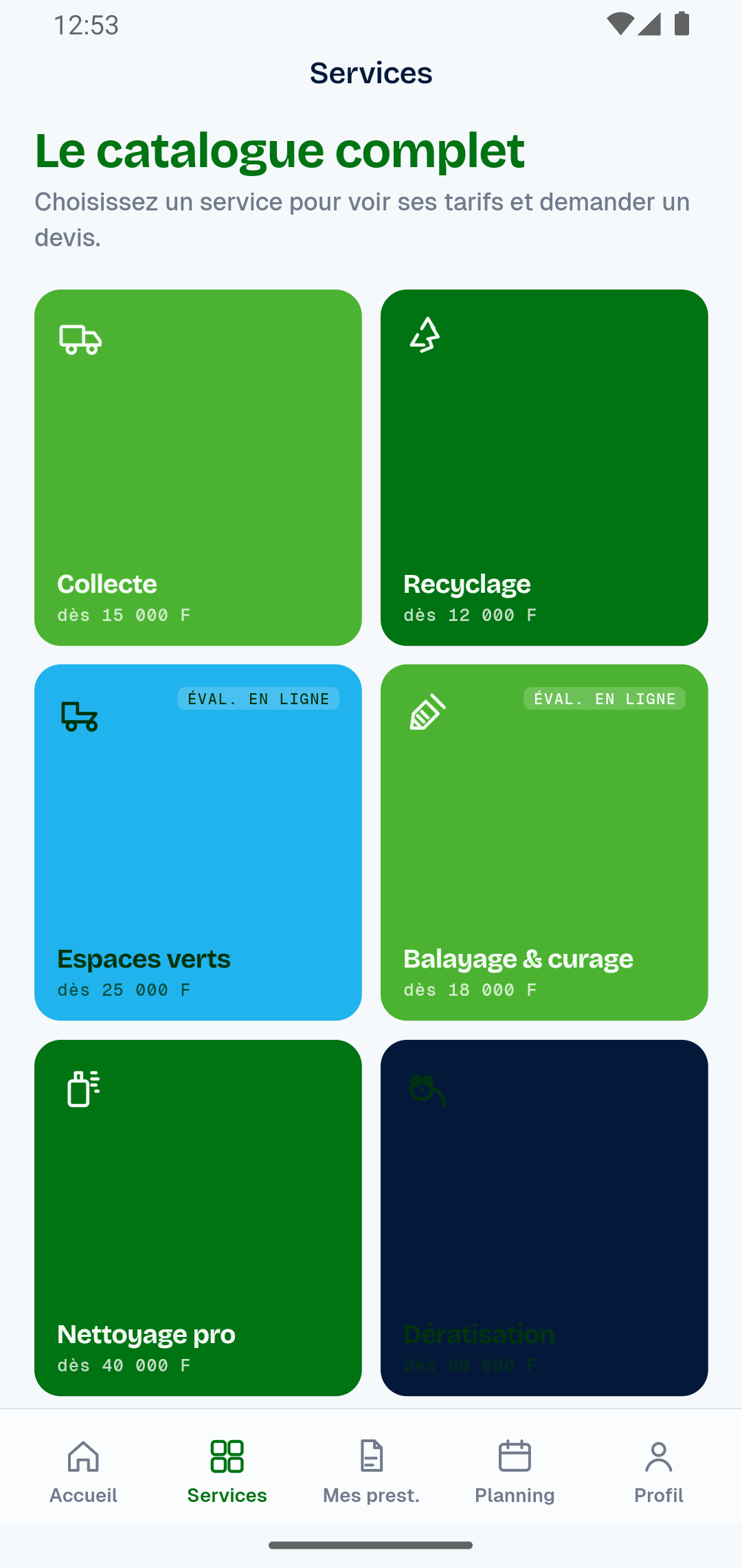 Écran 2 sur 4 de l’application : CityPro — Application de gestion