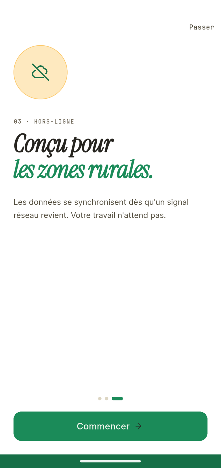 SAG-CI : écran 3 de l’application