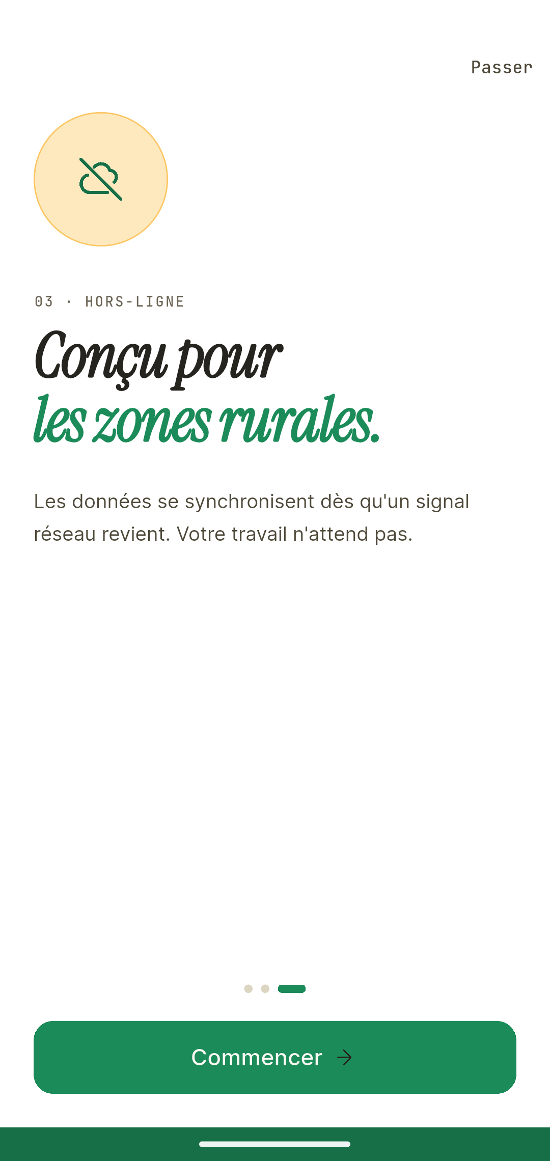 Écran 3 sur 4 de l’application : SAG-CI