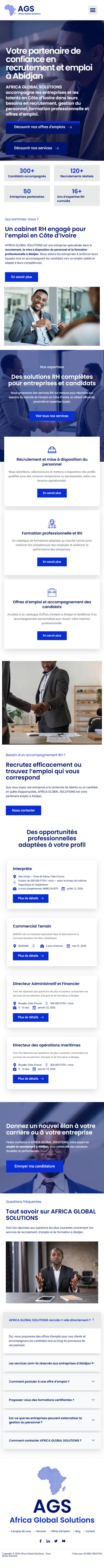Capture sur téléphone : Africa Global Solutions