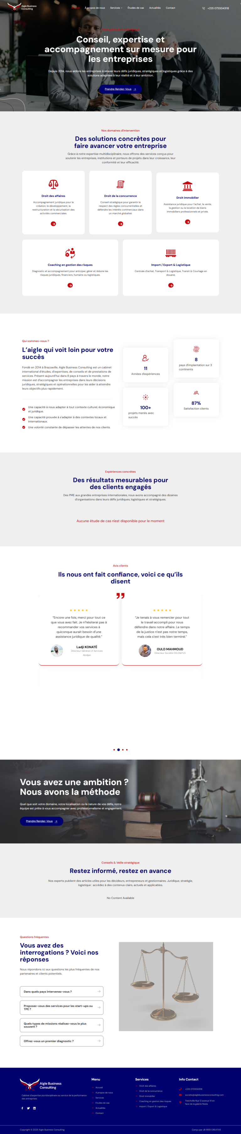 Aigle Business Consulting : aperçu du site sur ordinateur