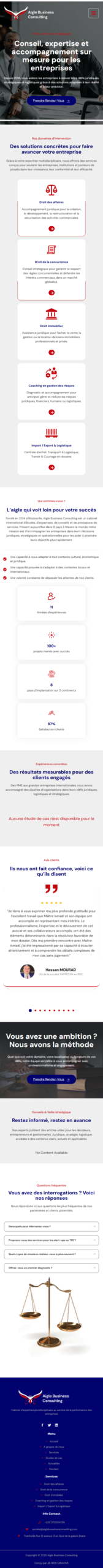 Aigle Business Consulting : aperçu du site sur téléphone