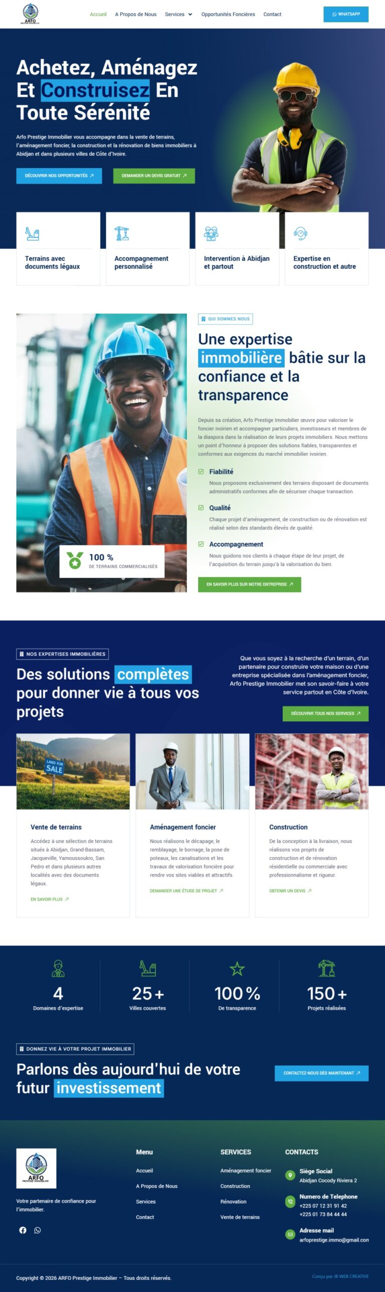 ARFO PRESTIGE IMMOBILIER : aperçu du site sur ordinateur
