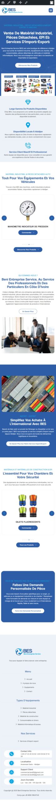 Beni Entreprise Services : aperçu du site sur téléphone