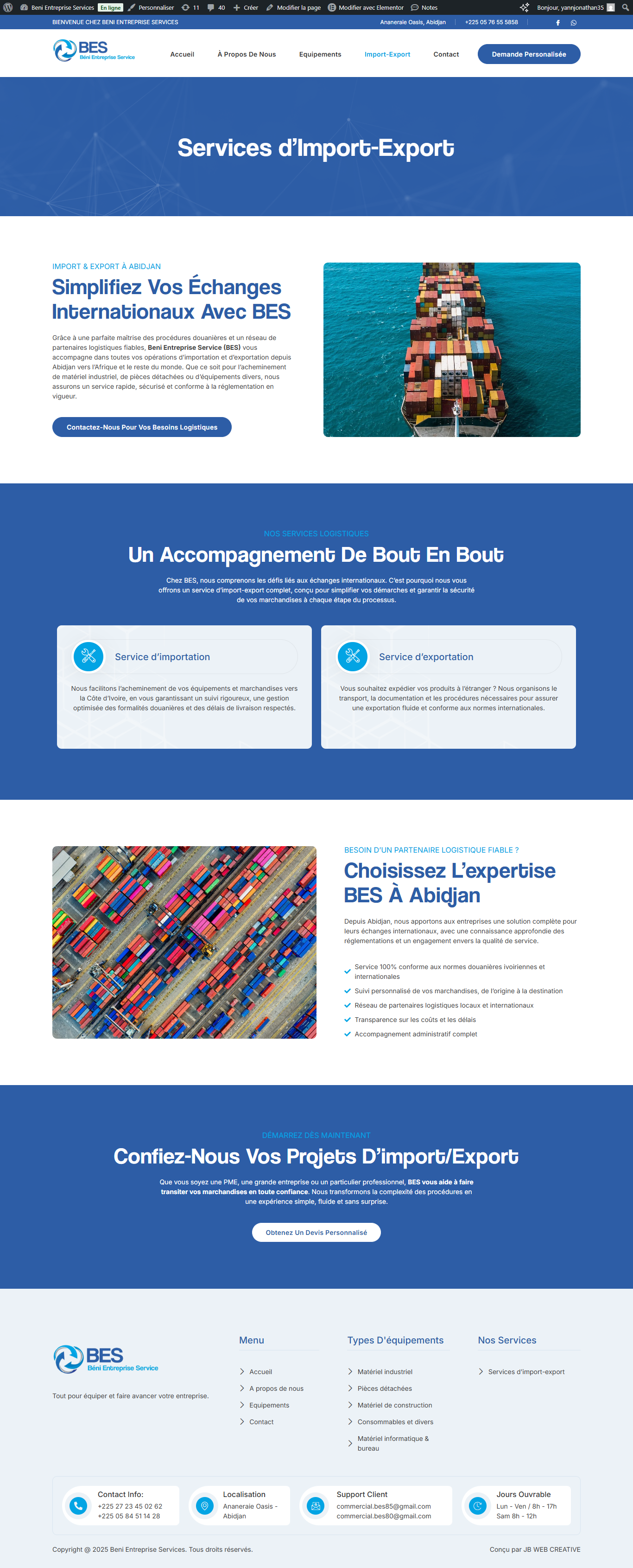 Seconde capture sur ordinateur : Beni Entreprise Services