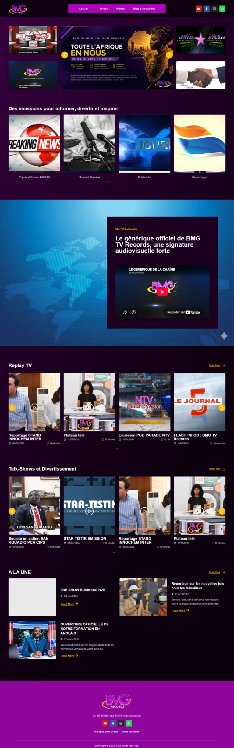 BMG TV Records : aperçu du site sur ordinateur