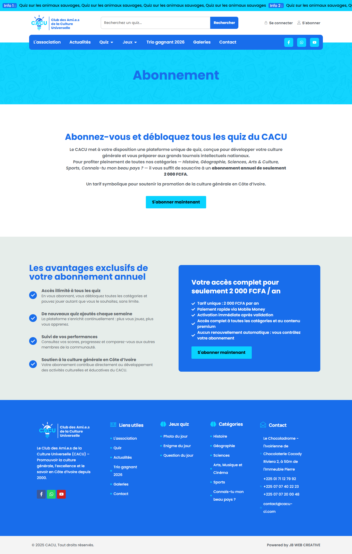 Seconde capture sur ordinateur : CACU — Club des Ami.e.s de la Culture Universelle