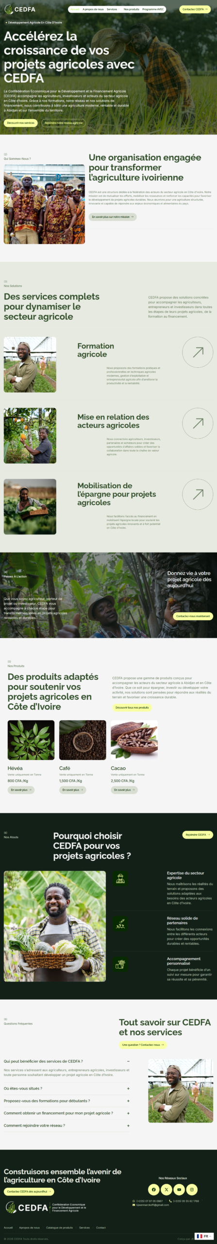 CEDFA – Confédération Économique pour le Développement et le Financement Agricole : aperçu du site sur ordinateur