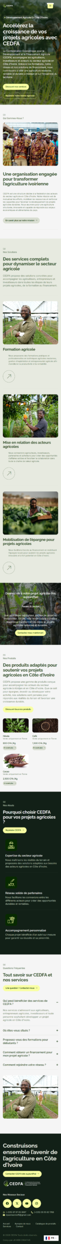CEDFA – Confédération Économique pour le Développement et le Financement Agricole : aperçu du site sur téléphone