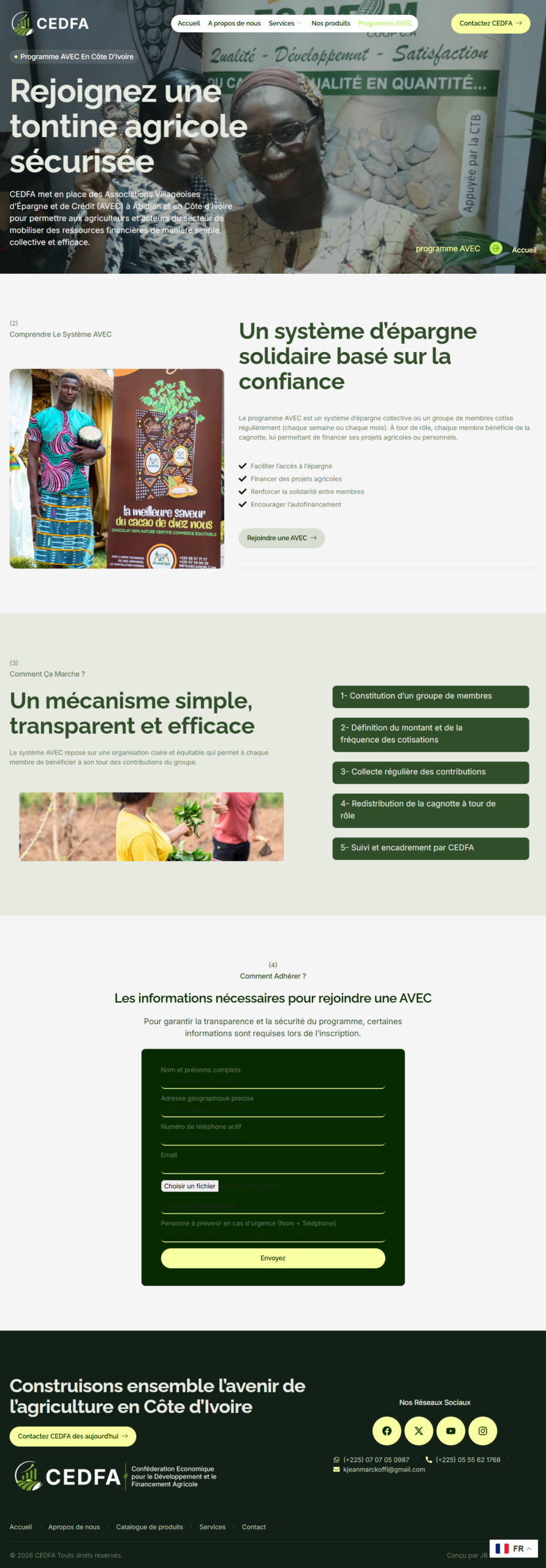 Seconde capture sur ordinateur : CEDFA – Confédération Économique pour le Développement et le Financement Agricole