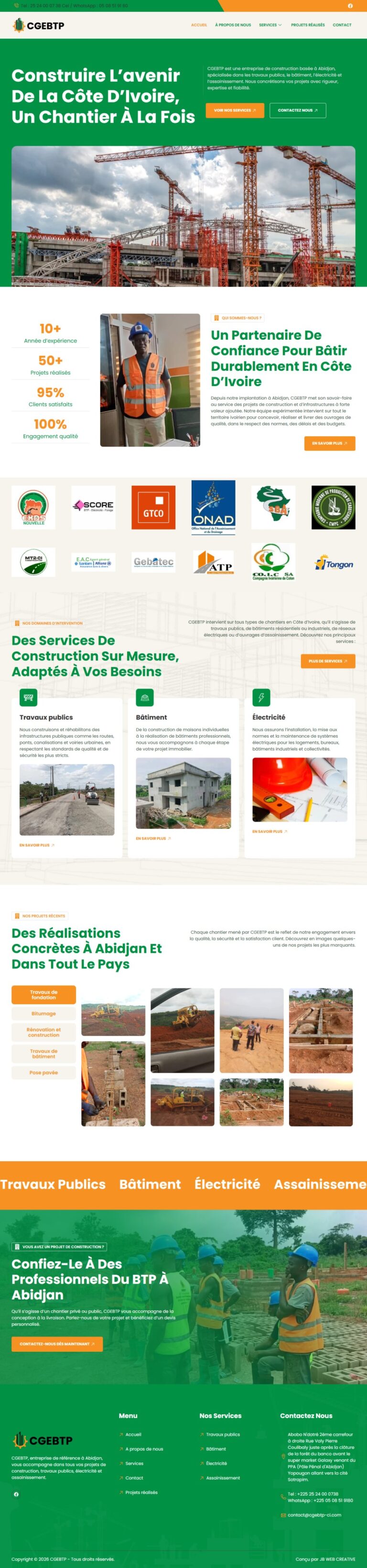 CGE BTP — Construction Générale et Travaux Publics : aperçu du site sur ordinateur