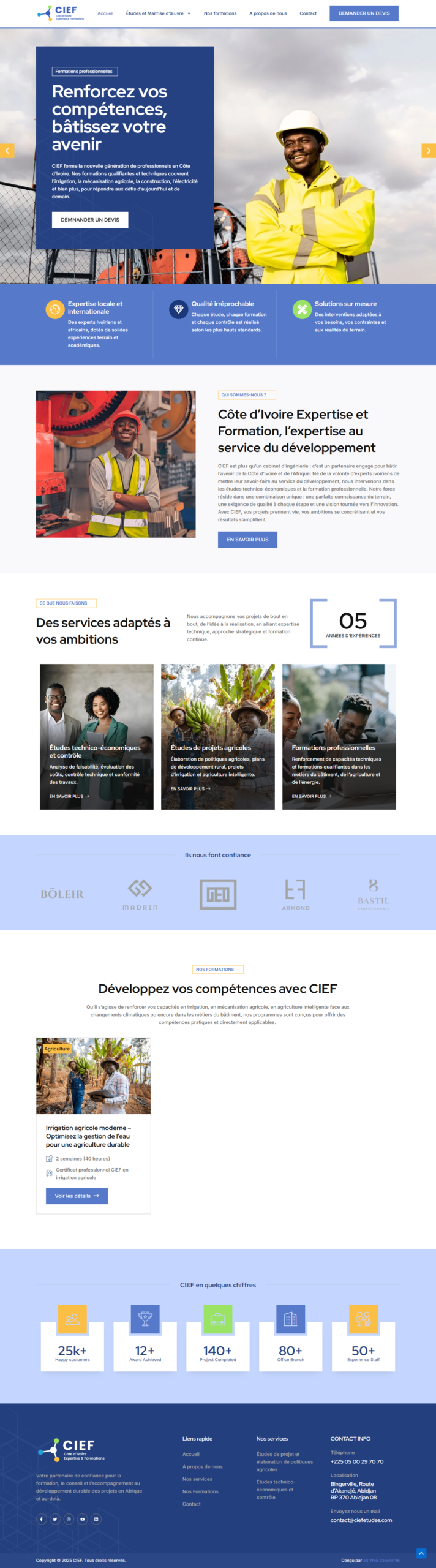 CIEF — Côte d’Ivoire Expertise et Formation : aperçu du site sur ordinateur