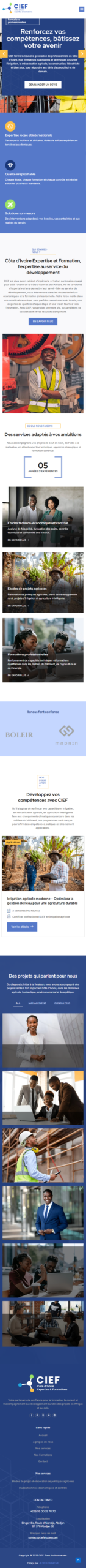 CIEF — Côte d’Ivoire Expertise et Formation : aperçu du site sur téléphone