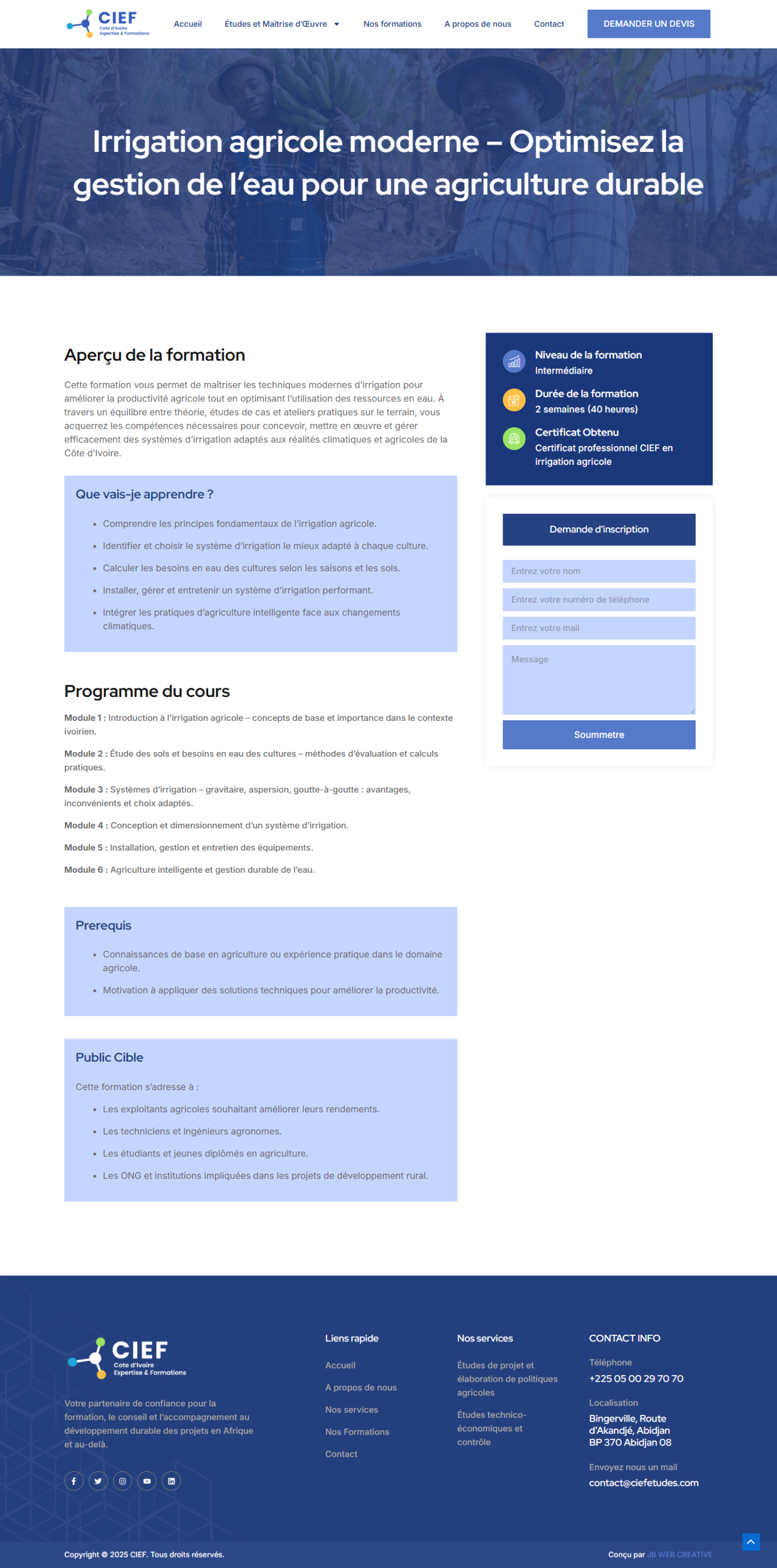 Seconde capture sur ordinateur : CIEF — Côte d’Ivoire Expertise et Formation