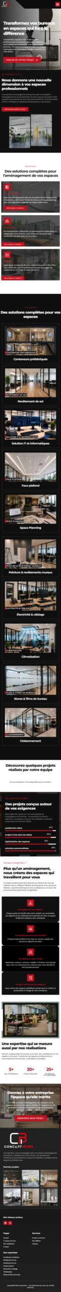 Concept Buro – Aménagement de bureaux à Abidjan : aperçu du site sur téléphone