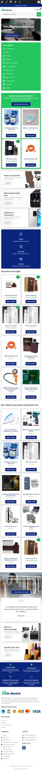 DL Market — Boutique en ligne : aperçu du site sur téléphone