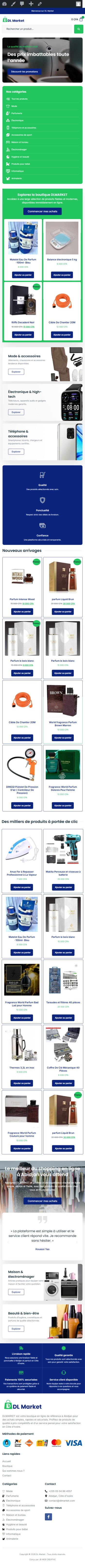 Capture sur téléphone : DL Market — Boutique en ligne