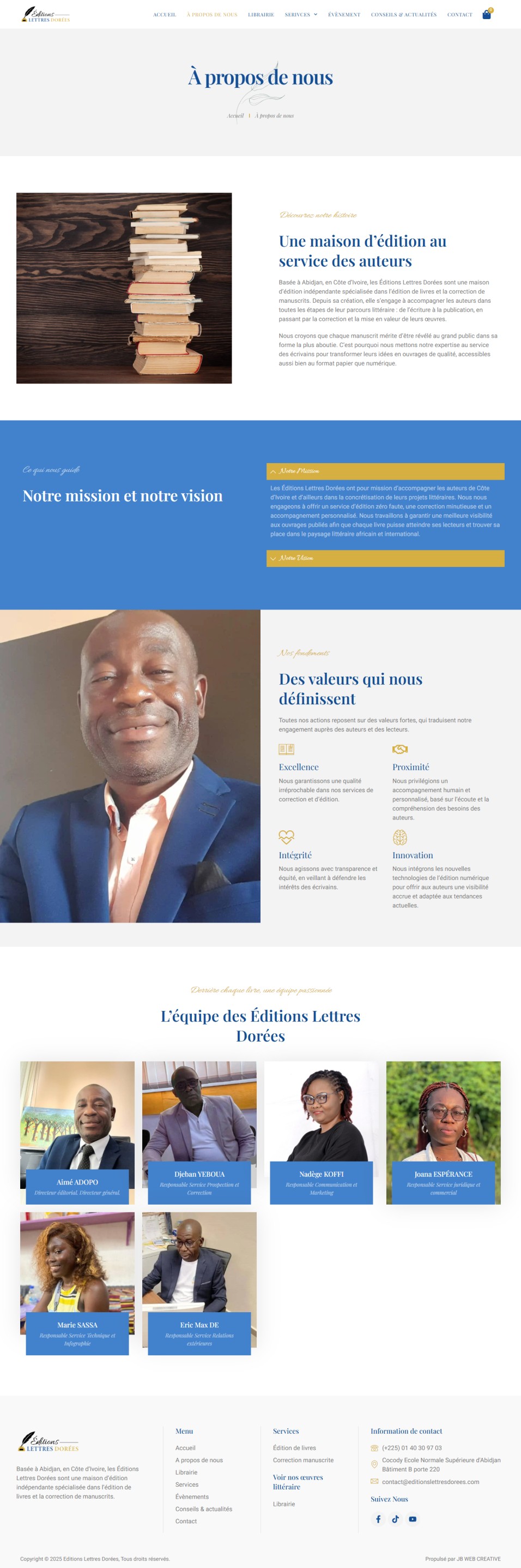 Seconde capture sur ordinateur : Éditions Lettres Dorées