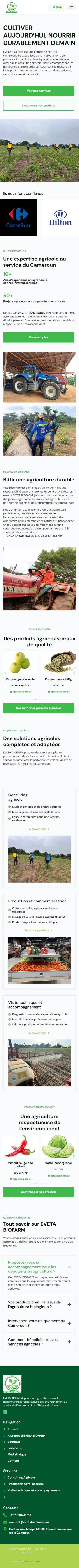 Capture sur téléphone : Eveta Biofarm – Agriculture durable et solidaire