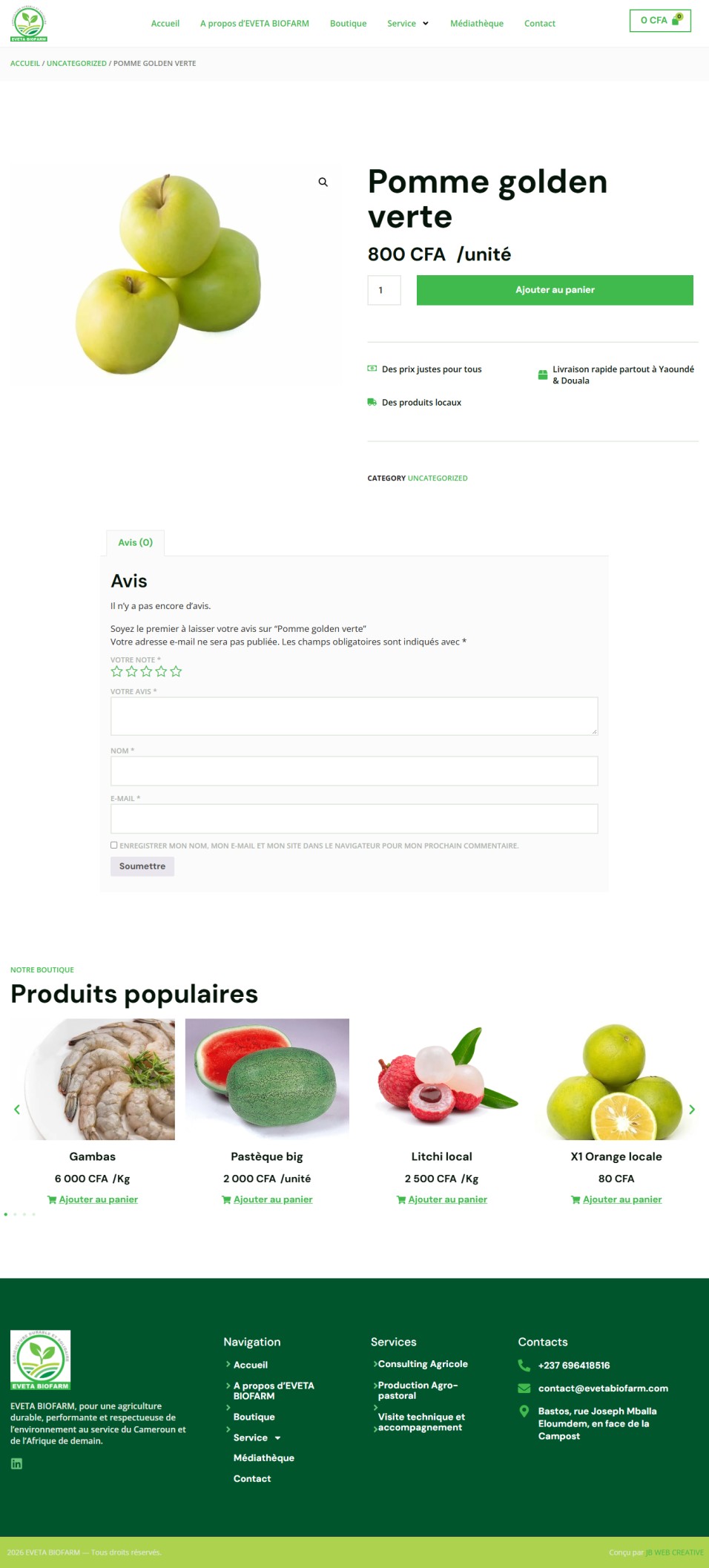 Seconde capture sur ordinateur : Eveta Biofarm – Agriculture durable et solidaire