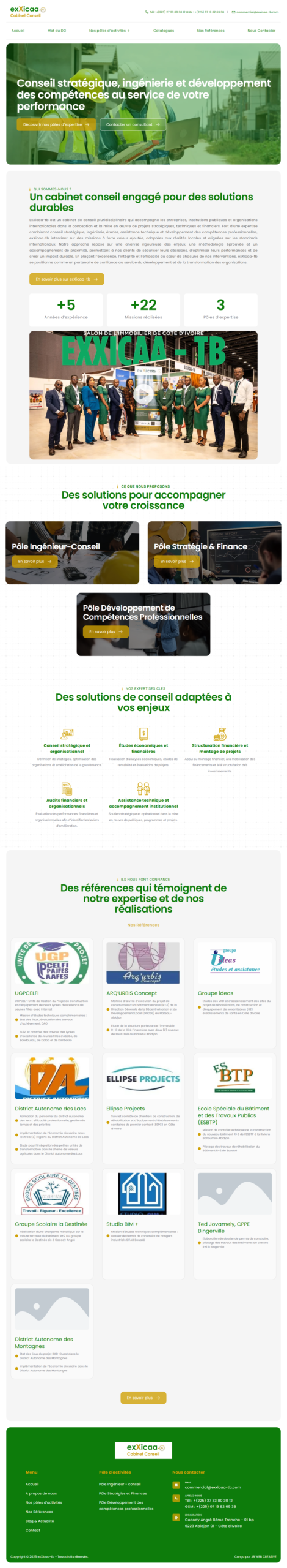 exXicaa-tb — Cabinet de conseil et d’ingénierie : aperçu du site sur ordinateur