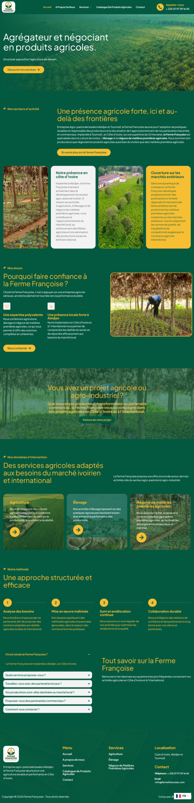 Ferme Françoise : aperçu du site sur ordinateur