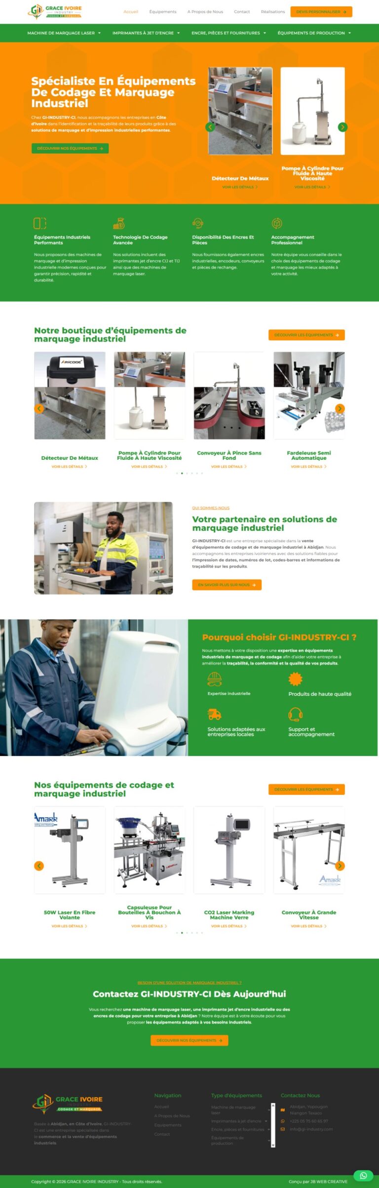 Grace Ivoire Industry : aperçu du site sur ordinateur