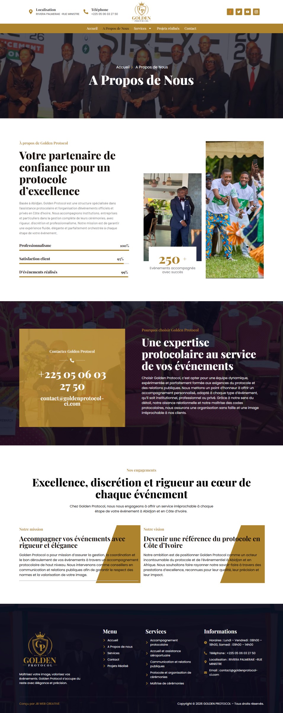 Seconde capture sur ordinateur : Golden Protocol — Protocole & Événementiel