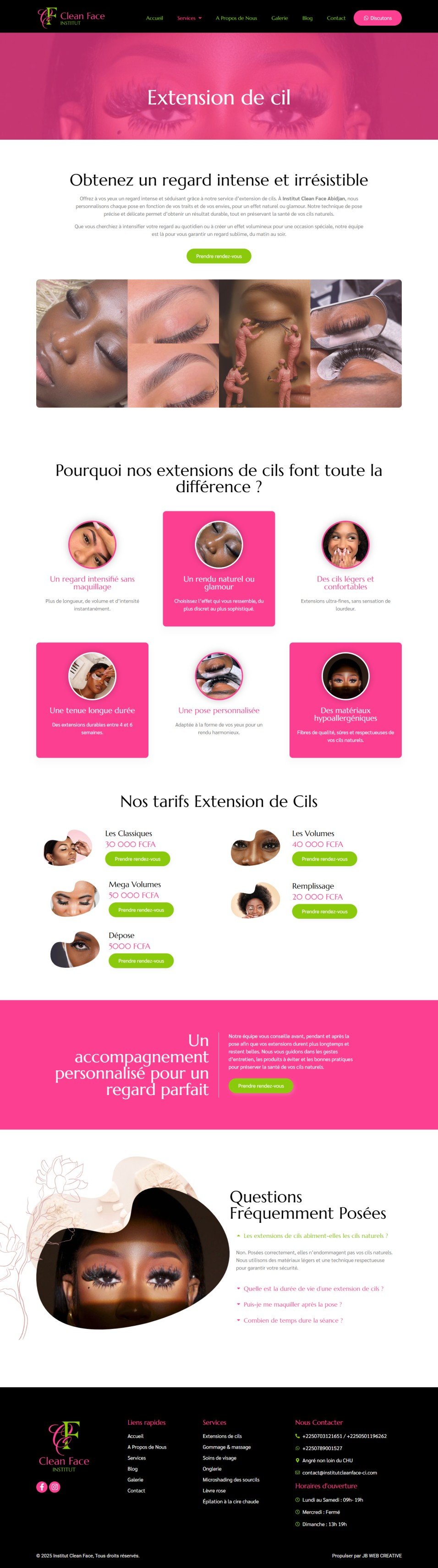 Seconde capture sur ordinateur : Institut Clean Face