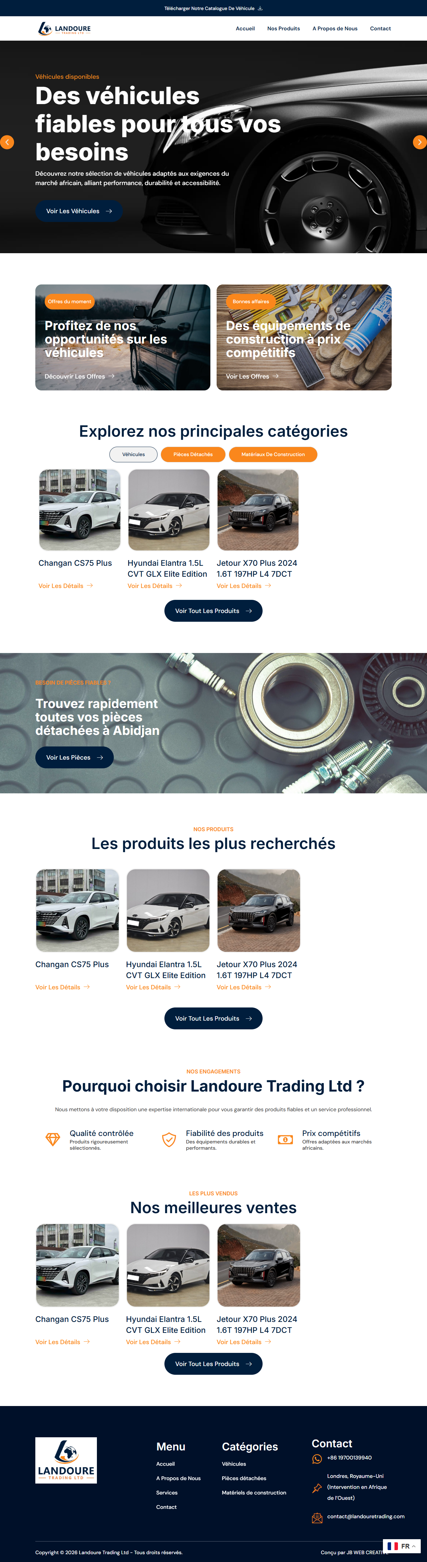 Capture de la page d’accueil sur ordinateur : Landoure Trading Ltd