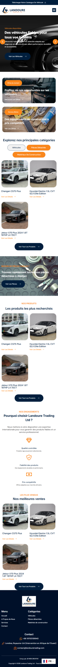 Landoure Trading Ltd : aperçu du site sur téléphone