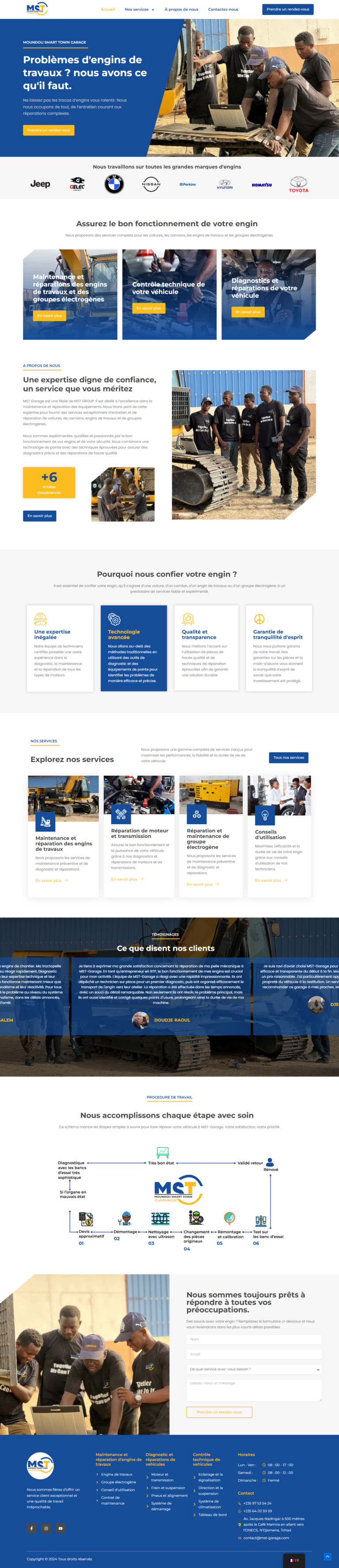 MST Garage — Maintenance et réparation mécanique : aperçu du site sur ordinateur