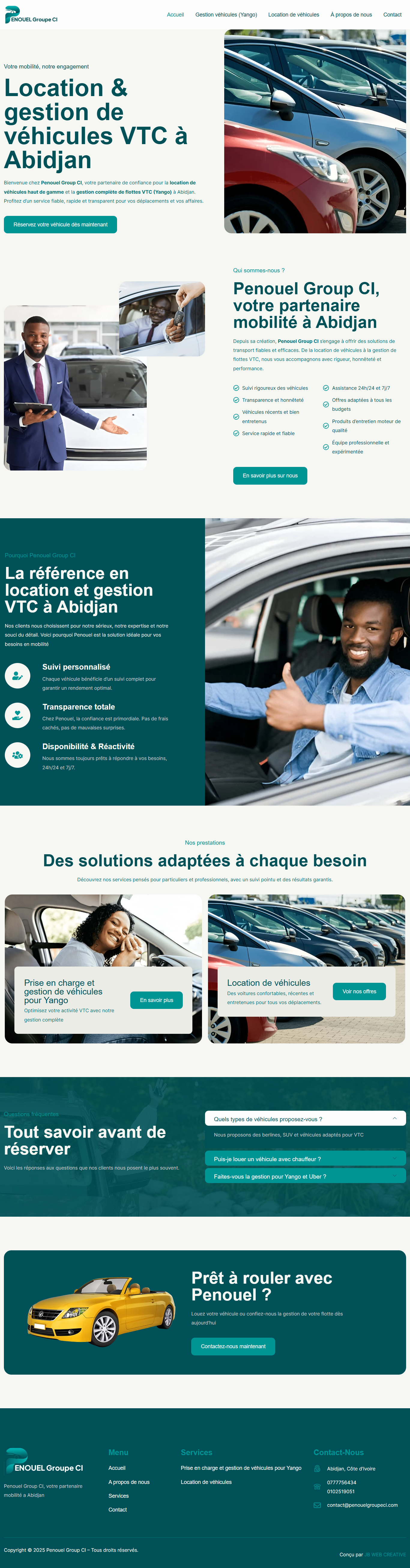 Capture de la page d’accueil sur ordinateur : Penouel Group CI
