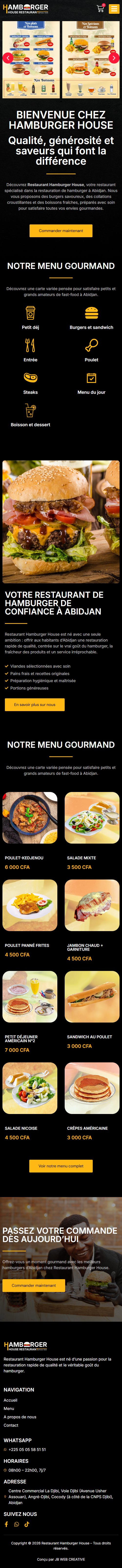 Capture sur téléphone : Restaurant Hamburger House