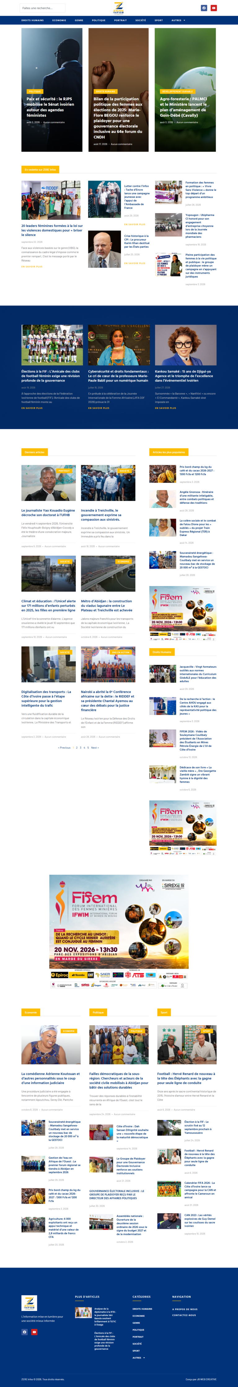 ZERE INFOS : aperçu du site sur ordinateur